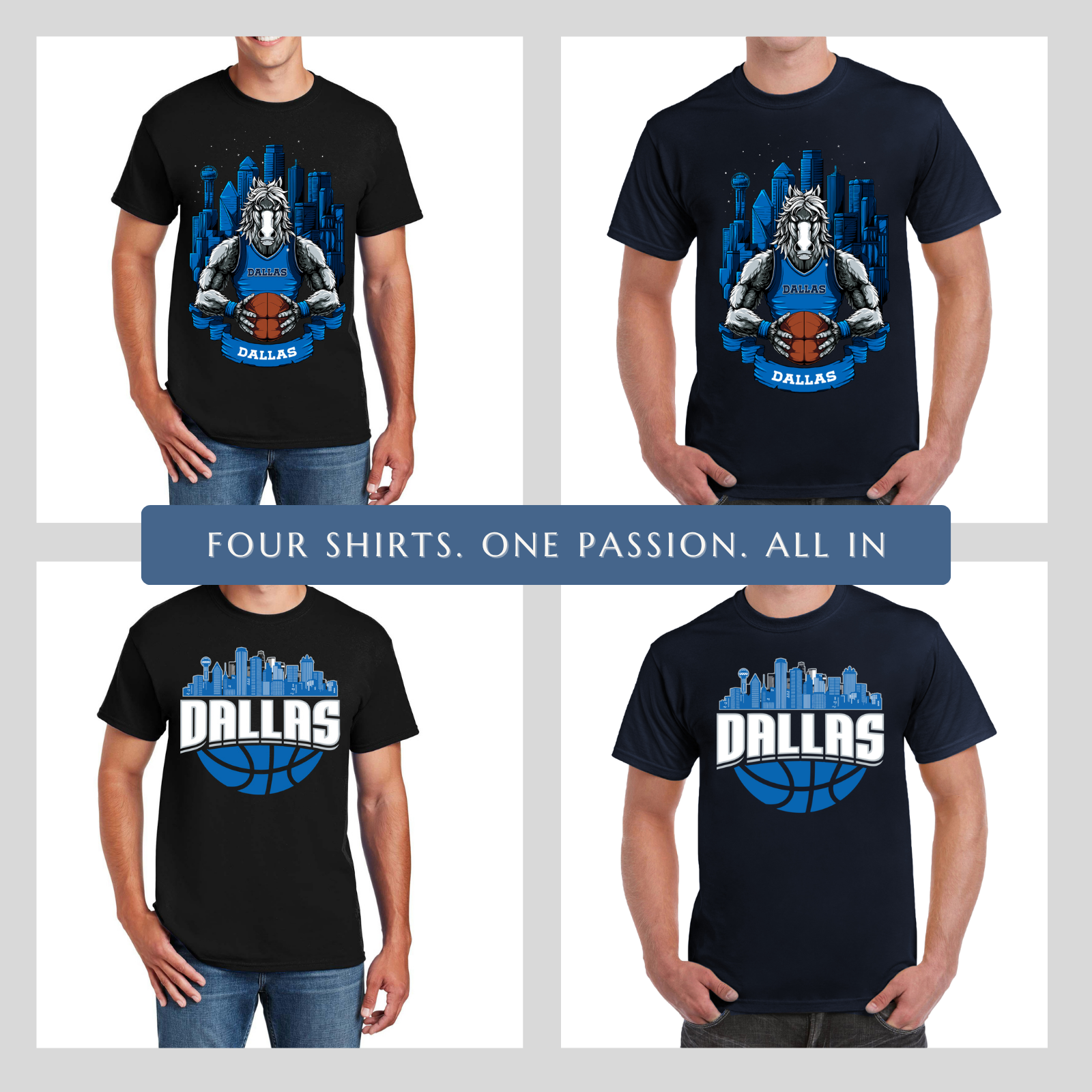 Dallas Basketball 4-Pack Shirt Bundle – Black & Navy