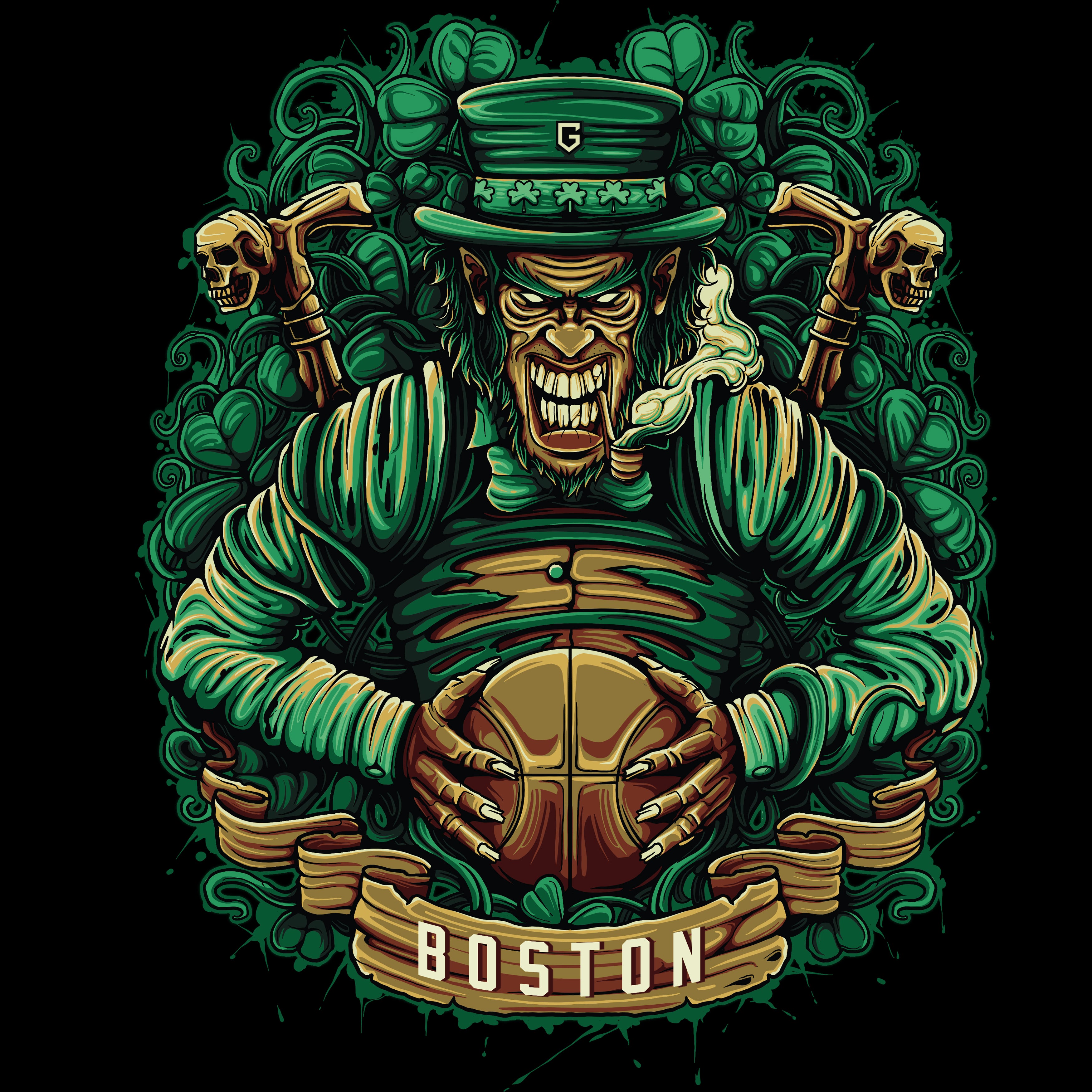 Boston Leprechaun Basketball Long Sleeve Men's T-Shirt