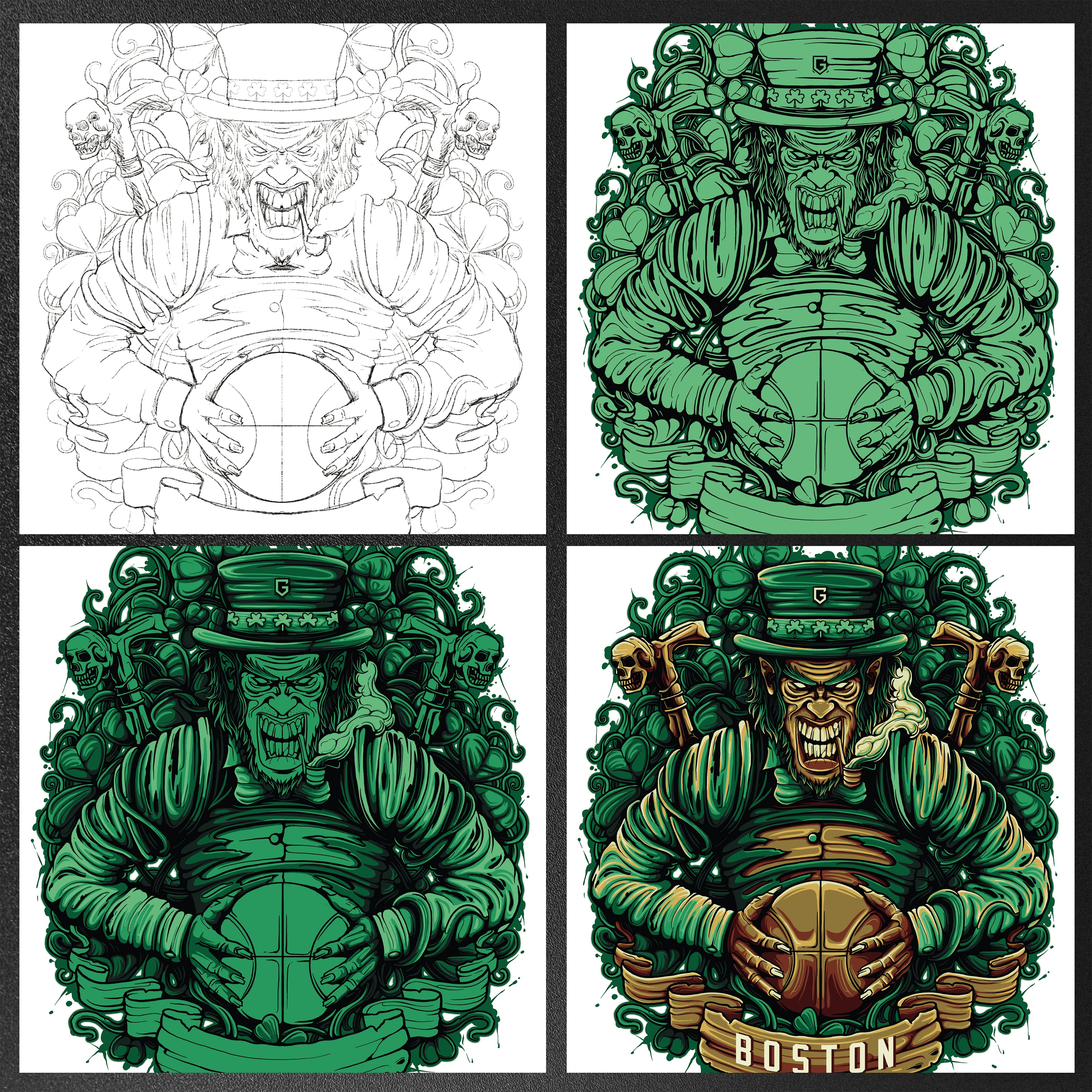 Boston Leprechaun Basketball Long Sleeve Men's T-Shirt