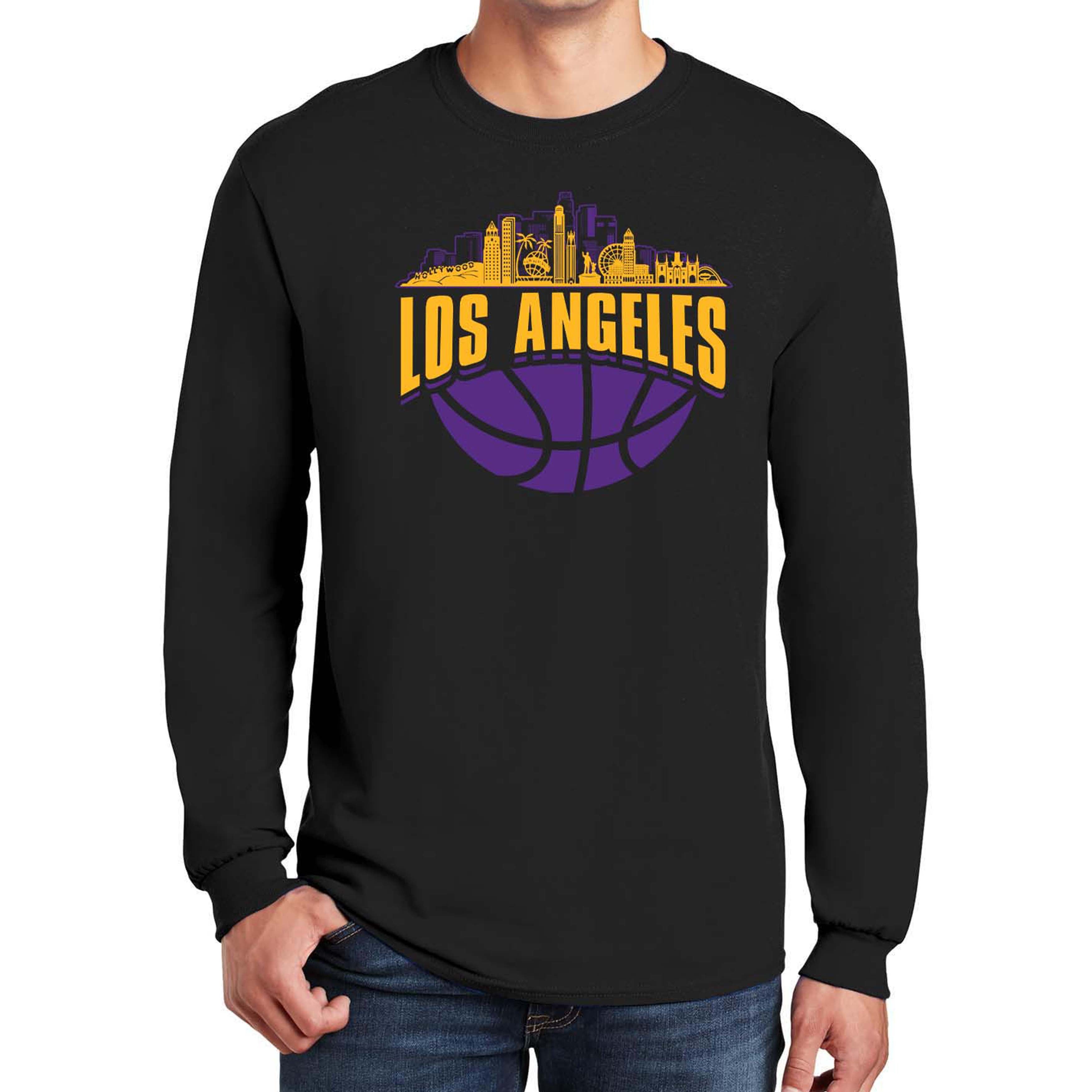 Los Angeles Basketball Skyline Men's Graphic Long Sleeve T-Shirt