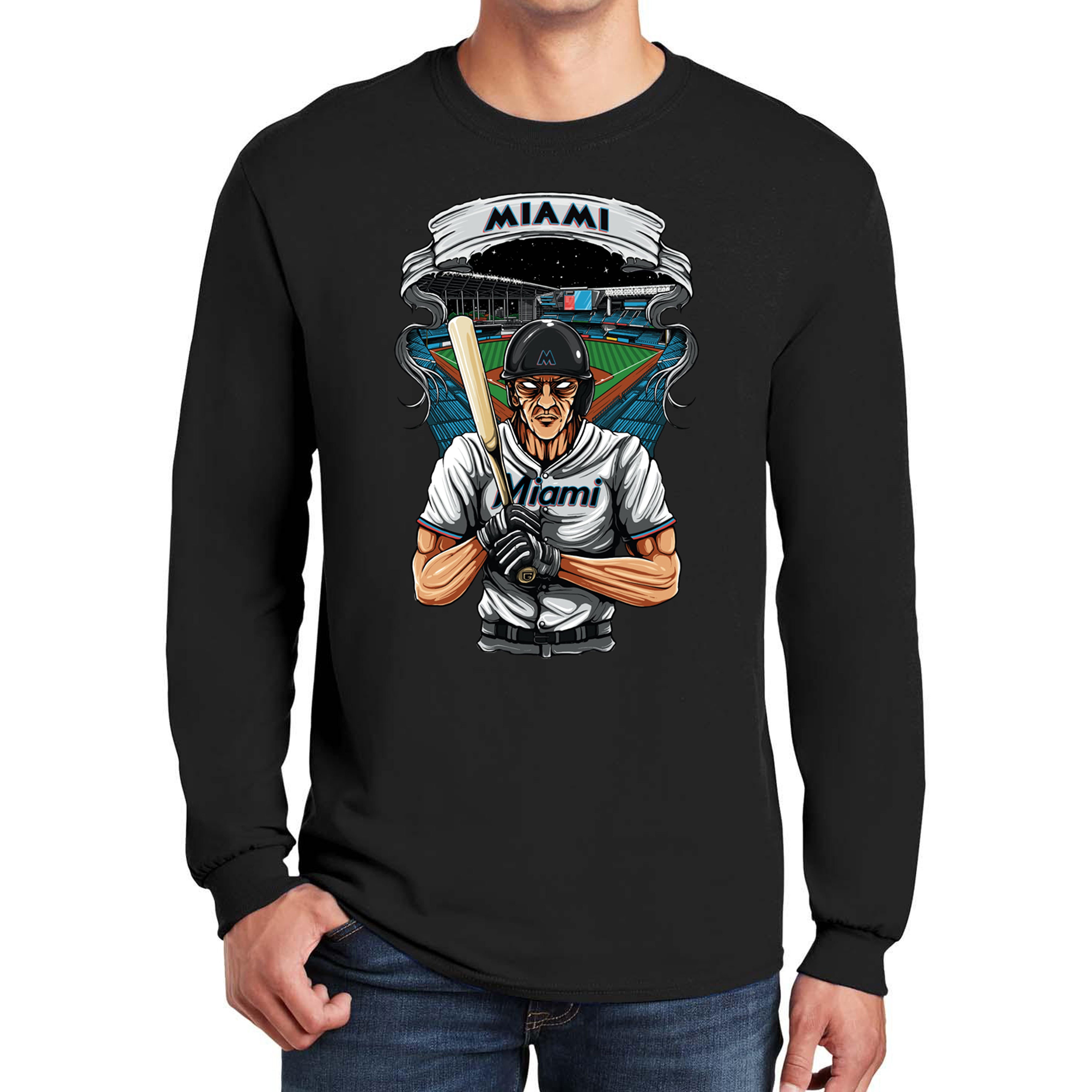 Miami Baseball Long Sleeve Men's T-Shirt