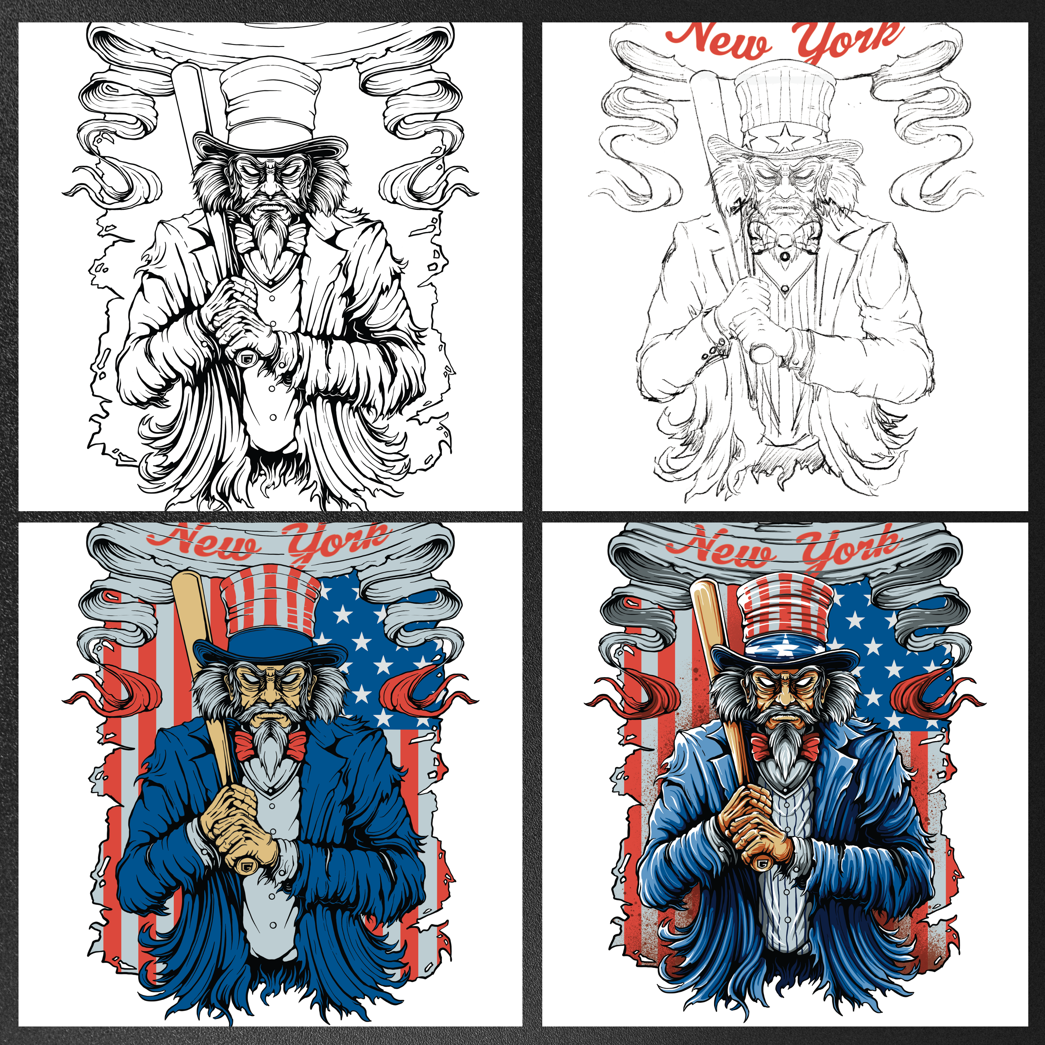 New York Uncle Sam Baseball Men's Graphic Hoodie