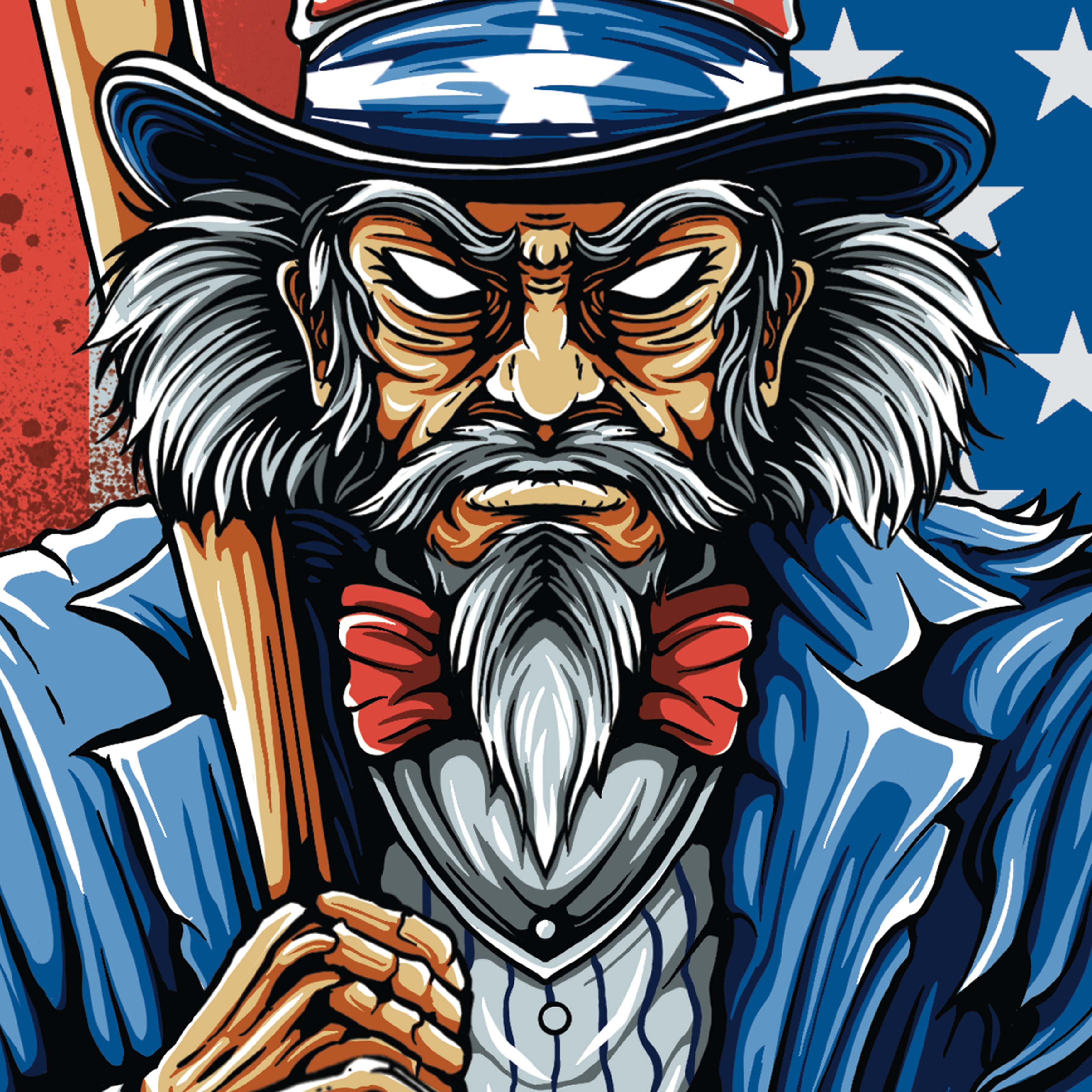 New York Uncle Sam Baseball Long Sleeve Men's Graphic T-Shirt
